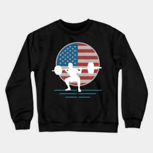 Squats - Powerlifting American Flag Crewneck Sweatshirt